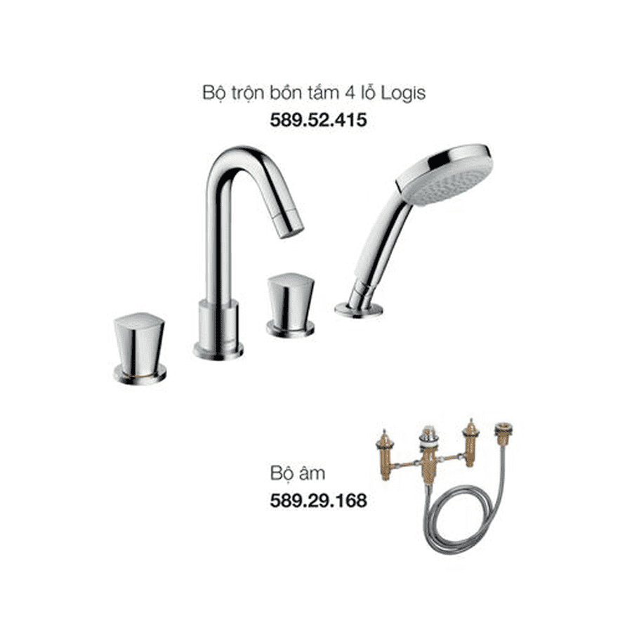 Bộ trộn bồn tắm 4 lỗ Logic 589.52.437
